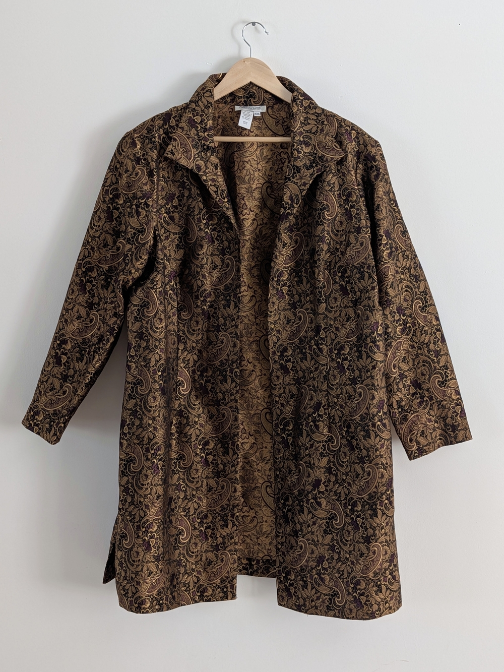 Coldwater Creek Metallic Paisley Long Open Coat - 2X